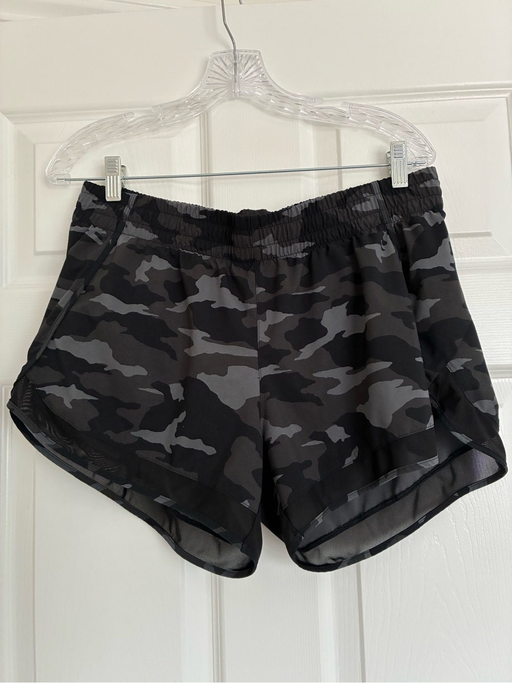Athleta Black & Gray Camo Running Shorts
